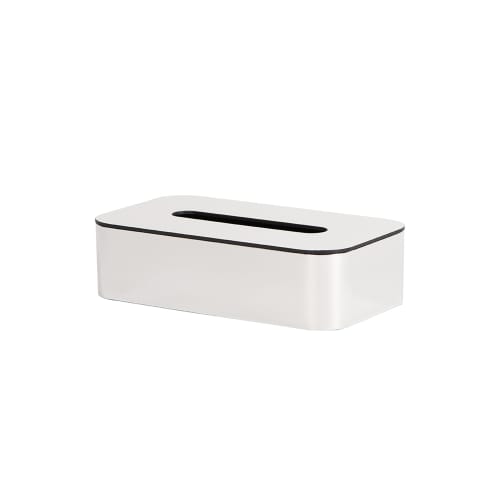 Contempo Collection Flat Tissue Box Cover With Base, Brushed Chrome